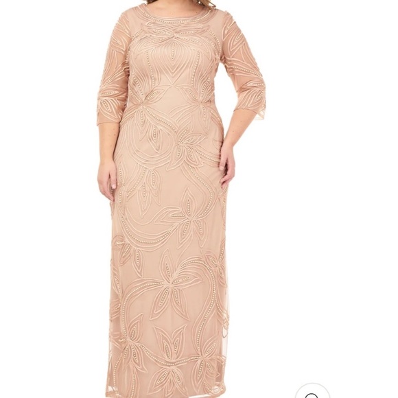 JS collections modern soutache 3/4 sleeves V-Back long dress - Picture 3 of 13